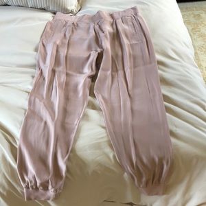Blush silk joggers